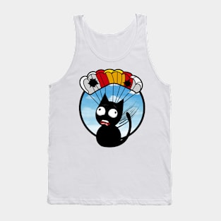 Silly black cat has a broken parachute Tank Top